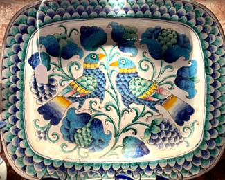 SOLD—Italian hand painted ceramic platter or wall hanging; 19x16