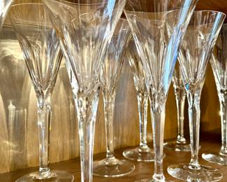 SOLD set of 10 crystal red wine tulip goblets. SOLD ; set of 12 crystal white wine tulip goblets. SOLD set of 6 crystal champagne tulip flutes.