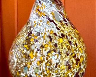 SOLD artist-signed, hand-blown glass pear sculpture; 5.5"h