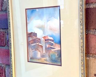 $100; original European watercolor in gold gilded frame; 13x11