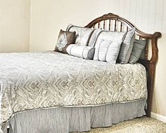 Queen headboard and bed frame - bedding excluded