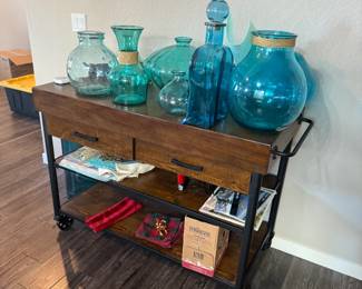 Buffet/Cart & a Lot of glass pieces