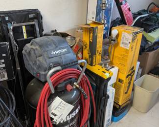 Large Husky Air Compressor and other tools in excellent condition