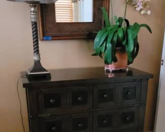 Cabinet. Lamp, faux Orchid (mirror NFS)
