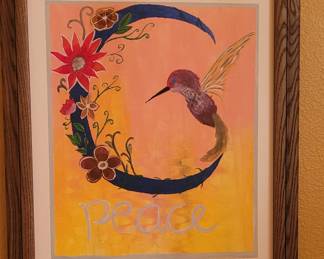 Cute PEACE painting with Hummingbird 