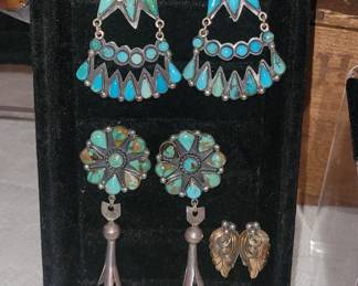 Turquoise and silver earrings