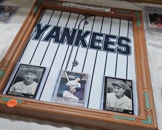 FRAMED YANKEES MEMORABILIA
