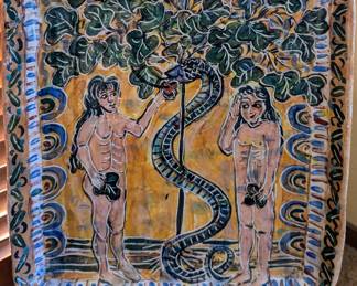 Folk Art Ceramic Adam & Eve