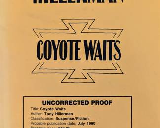 Tony Hillerman 'Coyote Waits' Uncorrected Proof