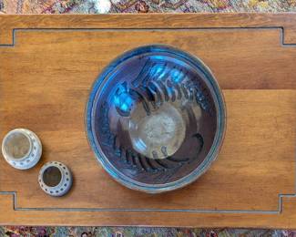 18.5” Karatsu Ware Wabi-Sabi Style Center Piece. Mary Tuttle Stoneware Cathra Anne Barker Slab Pot, Santa Fe 1997