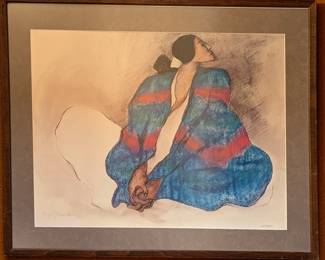 R.C. Gorman 1976 'Blue Blanket' Print