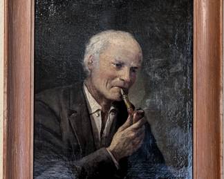 J. Kleitson, Oil on Canvas Man with Pipe