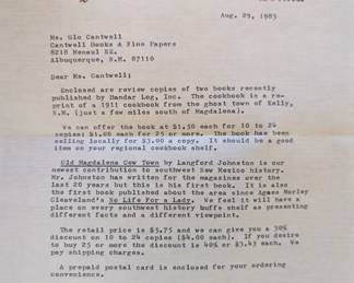1983 Provenance Letter for 'Old Magdalena Cow Town' and 'No Life for a Lady'
