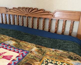 King Size Carved Headboard and Metal Frame