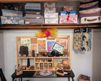 Gift Boxes, Art Supplies, Threads, Antique Stamps, Samplers