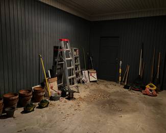 Ladders, pots, misc yard tools