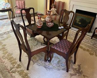 Game table, Queen Anne dining chairs