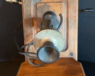 Wall-mounted, hand crank telephone