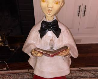 SUPER RARE 5 Piece Caroler Set By The Artistic Latex Form Company (ALFCO) From New Rochelle, NY. Early 1950s In Remarkable Condition For Their Age With Removeable Heads (Mold Stamps On The Back Neck) & Light Up Song Books).