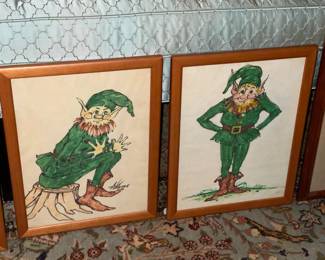 Framed Gnome/Pixie/Elf Artwork