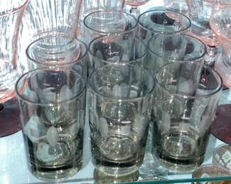 Vintage Mid-Century Modern Smoky Gray Glass Set