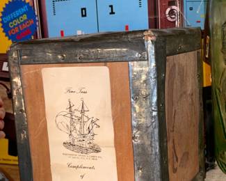 Antique Wood & Tin Tea Box