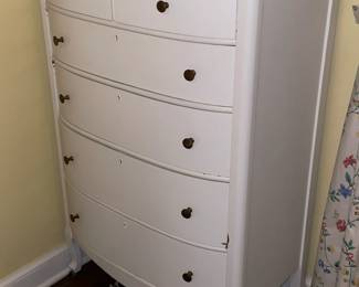 Antique Tallboy White Painted Dresser