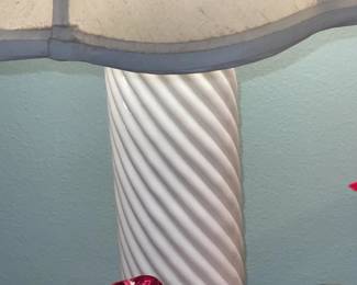 Antique Milk Glass & Brass Table Lamp