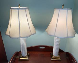 Antique Milk Glass & Brass Lamps