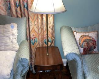 Vintage Wooden Table W/ Built In Lamp (2 Available)