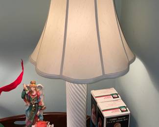 Antique Milk Glass & Brass Table Lamp