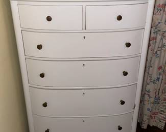 Antique Tallboy White Painted Dresser