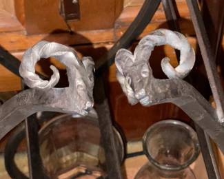 Cast Iron Ram's Head Log Holder