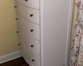 Antique Tallboy White Painted Dresser
