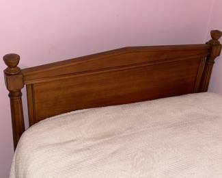 Antique Wooden Bed W/ Headboard & Footboard
