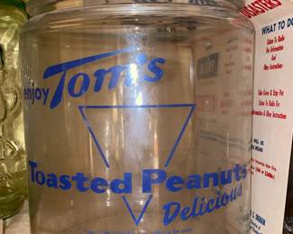 Original Tom's Toasted Peanuts Glass Countertop Jar