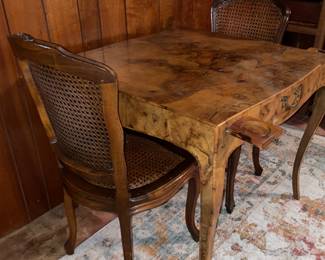 Antique Wooden Card Table W/ Drawer & Pull Out Coaster Drink Trays