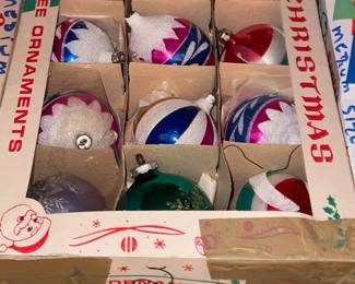 Antique Boxed Glass Ball Ornaments