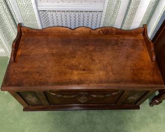 Antique Wooden Trunk W/ Painted Details