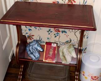 Red & Gold Handpainted Asian Motif Table