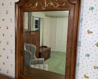 Antique Wooden Lowboy Dresser W/ Mirror