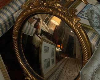 Antique Round Eagle Ship Mirror