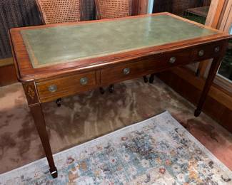 Antique Leather Top Wooden Desk W/ Carved Legs