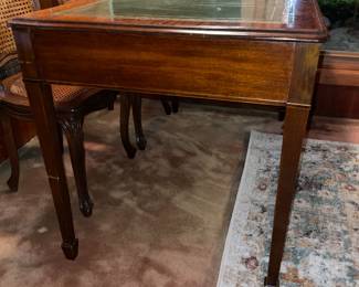Antique Leather Top Wooden Desk W/ Carved Legs