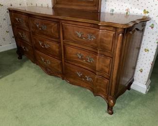 Antique Wooden Lowboy Dresser W/ Mirror