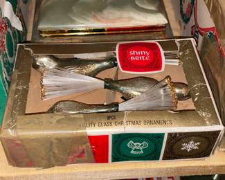 FABULOUS Antique Shiny Brite Glass Bird Clip Ornaments W/ The Original Box