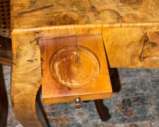 Antique Wooden Card Table W/ Drawer & Pull Out Coaster Drink Trays