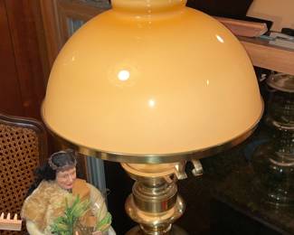 Brass Desk Lamp W/ Glass Shade
