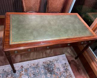 Antique Leather Top Wooden Desk W/ Carved Legs