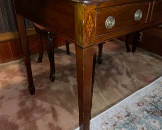 Antique Leather Top Wooden Desk W/ Carved Legs